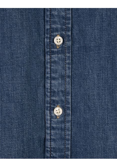 Camicia Slim Fit In Denim Blu Indaco Con Pony RALPH LAUREN | 211-969458001